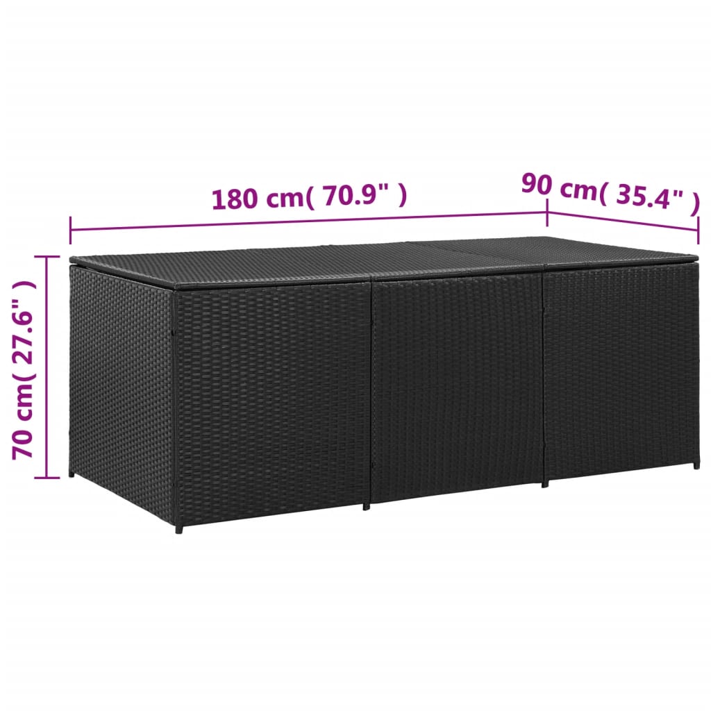 Tuinbox 180x90x70 cm poly rattan zwart