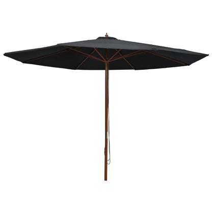 Parasol met houten paal 350 cm zwart