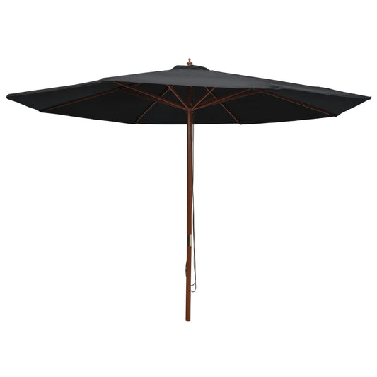 Parasol met houten paal 350 cm zwart