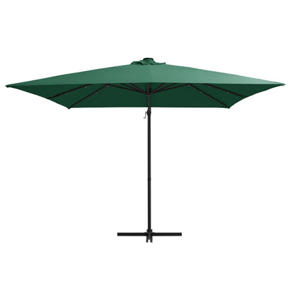 Zweefparasol met LED en stalen paal 250x250 cm groen