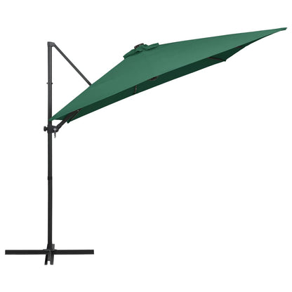 Zweefparasol met LED en stalen paal 250x250 cm groen