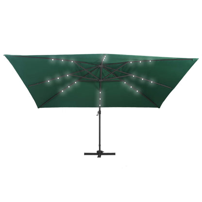 Zweefparasol met LED en aluminium paal 400x300 cm groen