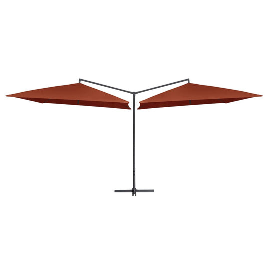 Parasol dubbel met stalen paal 250x250 cm terracottakleurig