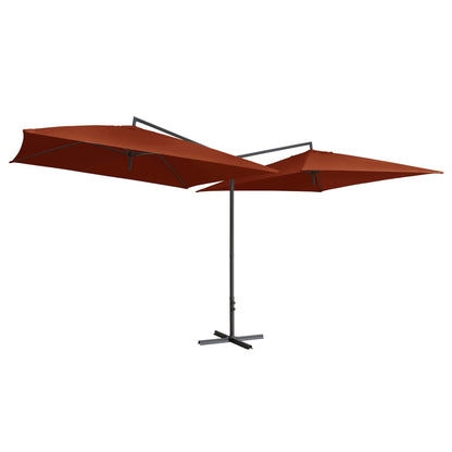 Parasol dubbel met stalen paal 250x250 cm terracottakleurig