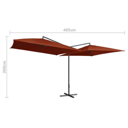 Parasol dubbel met stalen paal 250x250 cm terracottakleurig