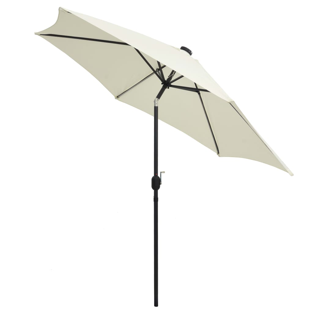 Parasol met LED-verlichting en aluminium paal 300 cm zandwit