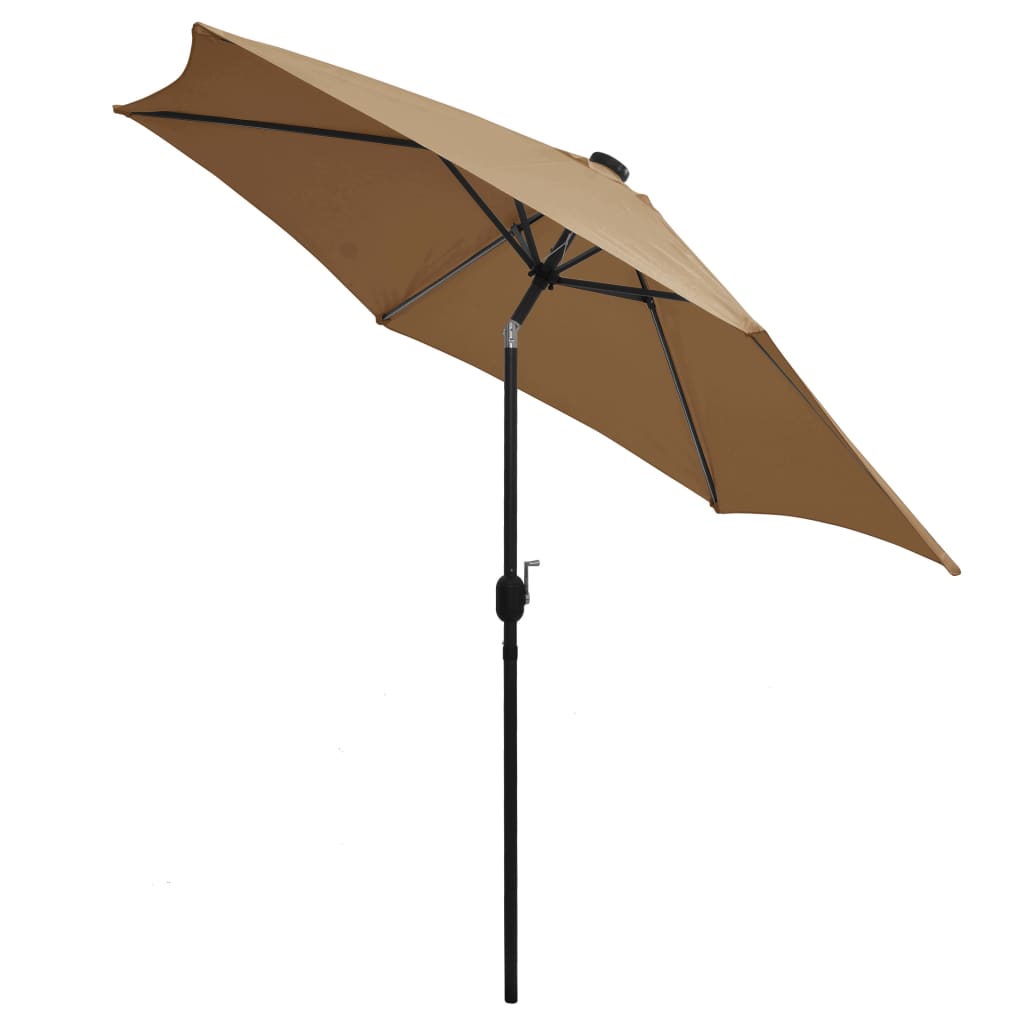 Parasol met LED-verlichting en aluminium paal 300 cm taupe