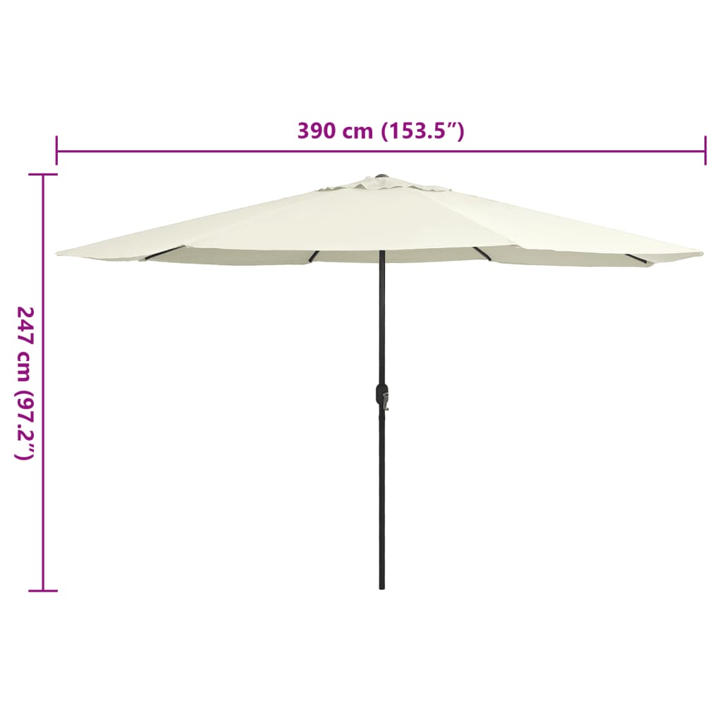 Parasol met metalen paal 390 cm zandwit