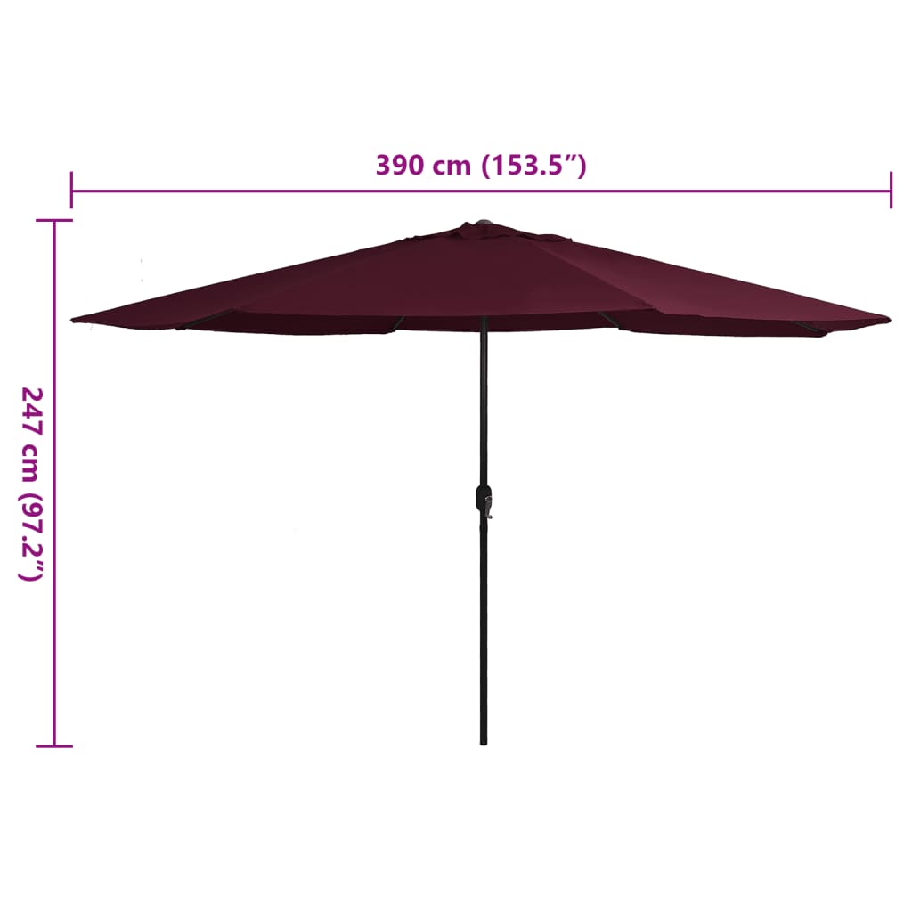 Parasol met metalen paal 390 cm bordeauxrood