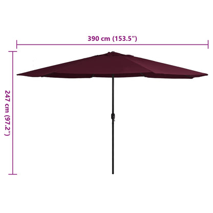 Parasol met metalen paal 390 cm bordeauxrood