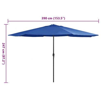 Parasol met metalen paal 390 cm azuurblauw