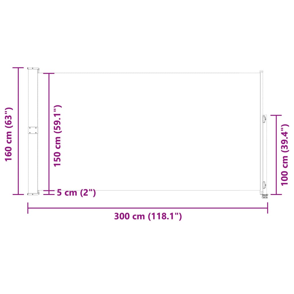 Tuinscherm uittrekbaar 160x300 cm rood