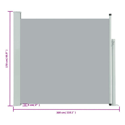 Tuinscherm uittrekbaar 170x300 cm grijs