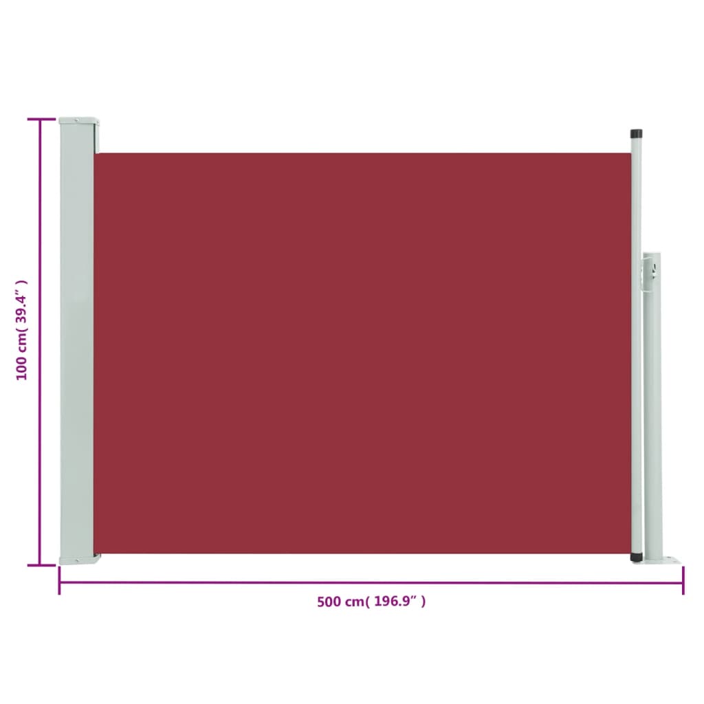 Tuinscherm uittrekbaar 100x500 cm rood