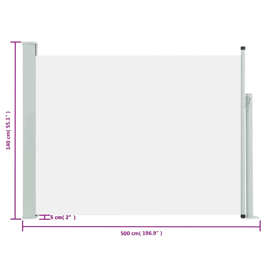 Tuinscherm uittrekbaar 140x500 cm crème