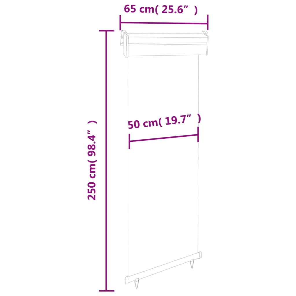 Balkonscherm 65x250 cm zwart