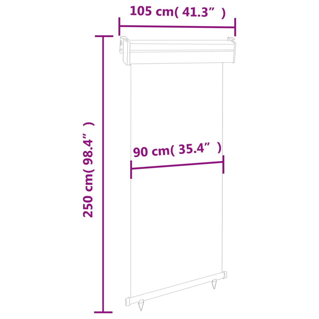 Balkonscherm 105x250 cm zwart