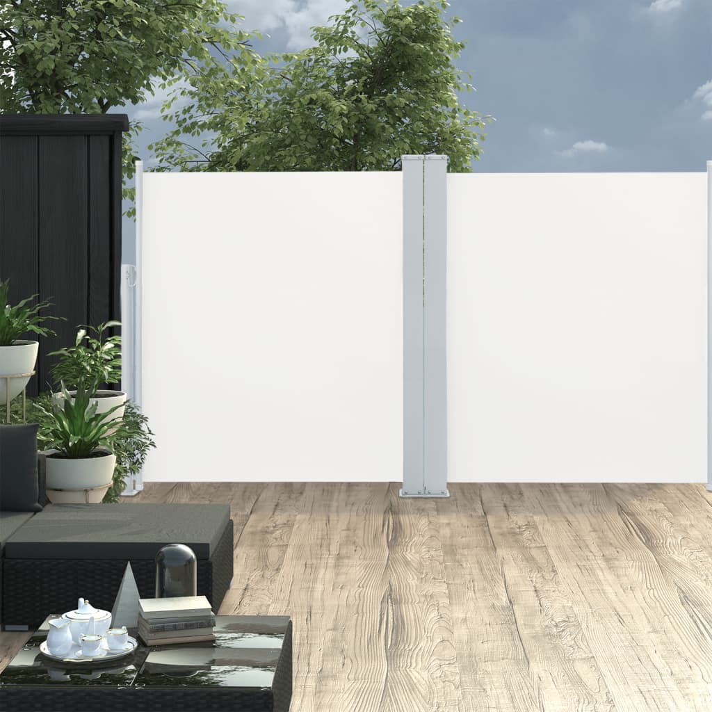 Tuinscherm uittrekbaar dubbel 170x600 cm crème