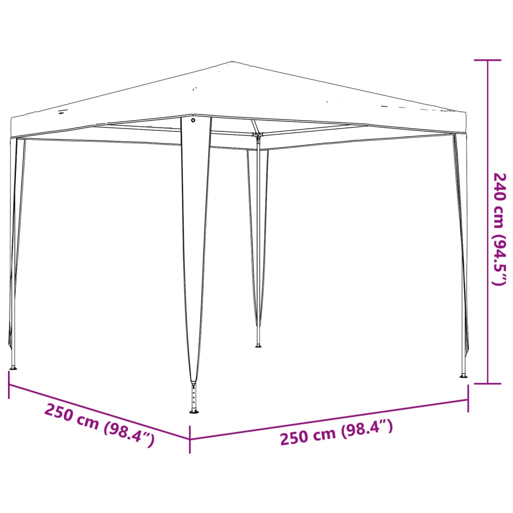 Partytent professioneel 90 g/m² 2,5x2,5 m antraciet