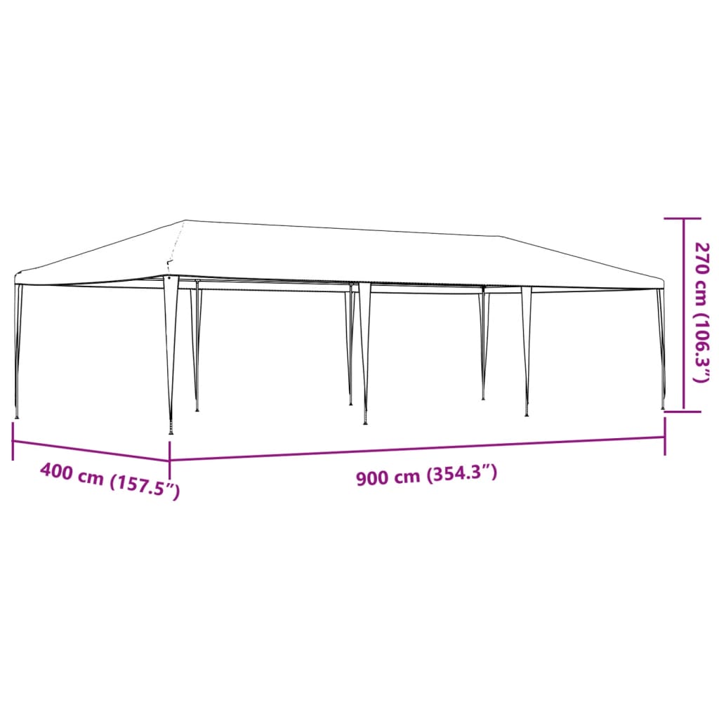 Partytent professioneel 90 g/m² 4x9 m antraciet