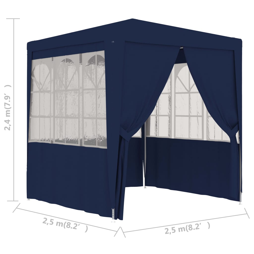 Partytent met zijwanden professioneel 90 g/m² 2,5x2,5 m blauw