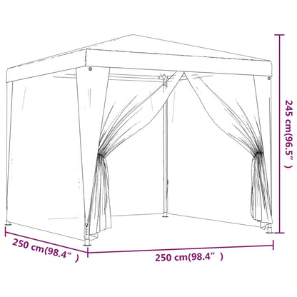 Partytent met 4 mesh zijwanden 2,5x2,5 m wit