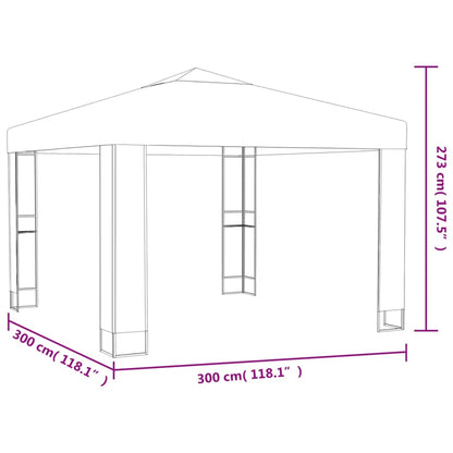 Prieel met dubbel dak 3x3 m wit