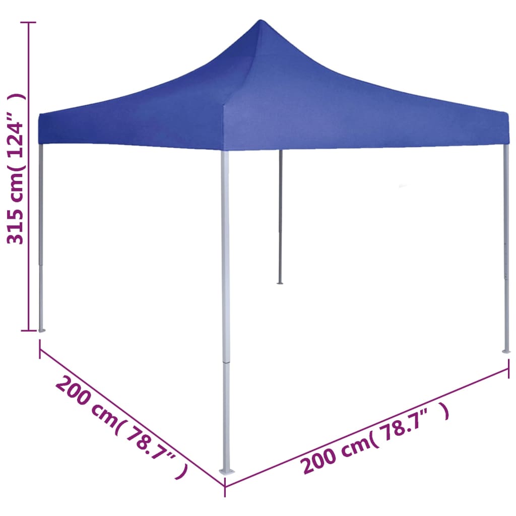 Partytent professioneel inklapbaar 2x2 m staal blauw