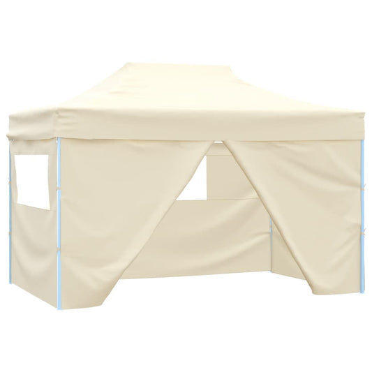 Partytent met 4 zijwanden inklapbaar 3x4 m staal crème