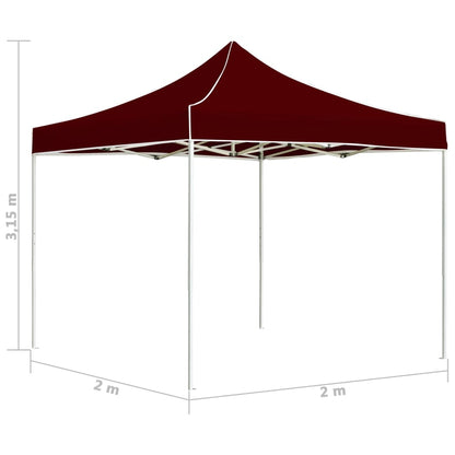 Partytent professioneel inklapbaar 2x2 m aluminium bordeauxrood