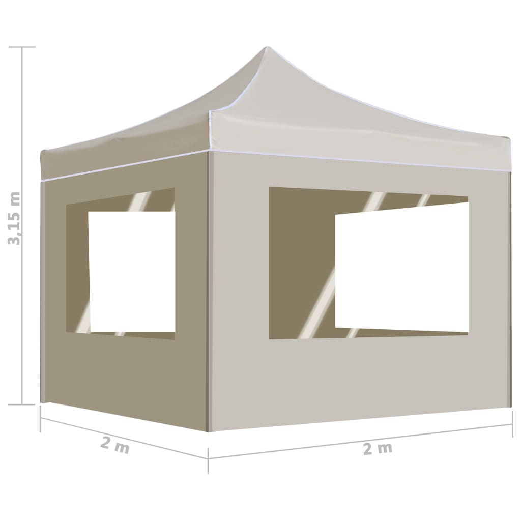 Partytent inklapbaar met wanden 2x2 m aluminium crème