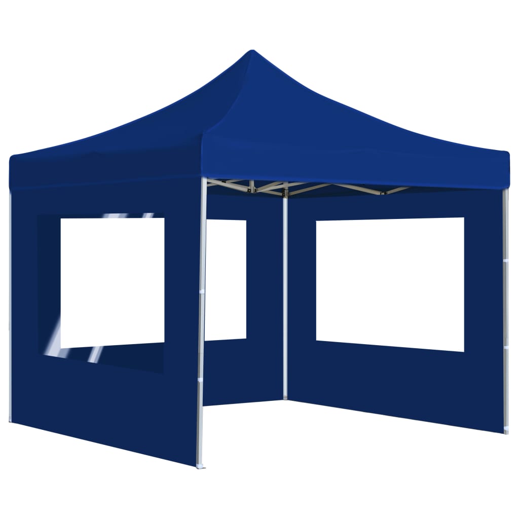 Partytent inklapbaar met wanden 2x2 m aluminium blauw