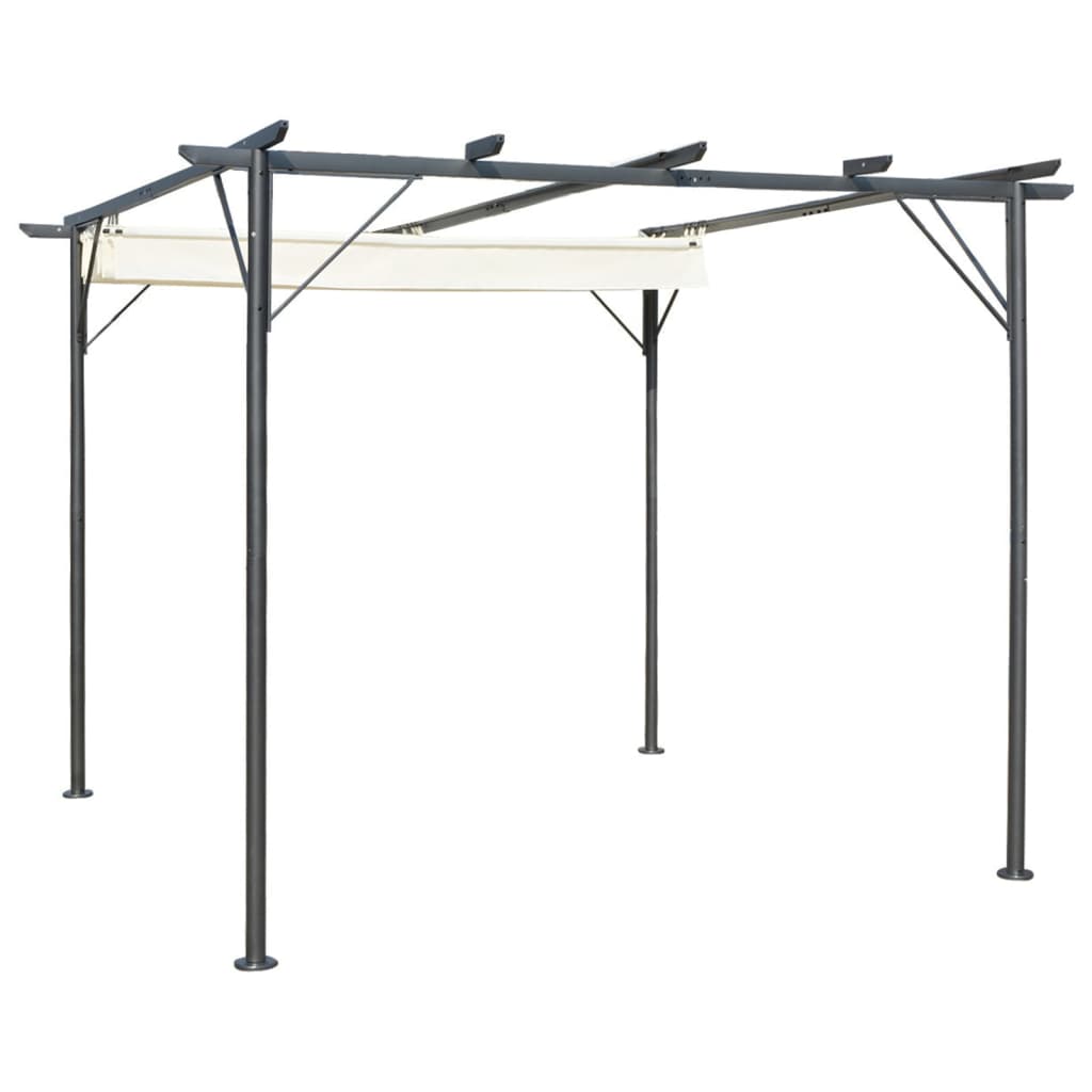 Pergola met uitschuifbaar dak 3x3 m staal crémewit