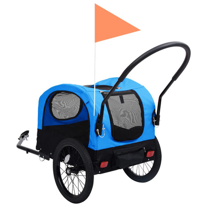 Fietstrailer en hondenwagen 2-in-1 blauw en zwart
