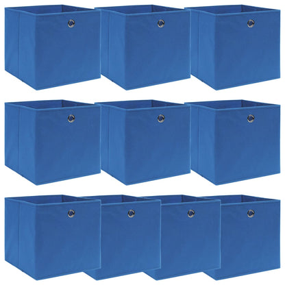 Opbergboxen 10 st 32x32x32 cm stof blauw