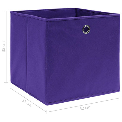 Opbergboxen 4 st 32x32x32 cm stof paars