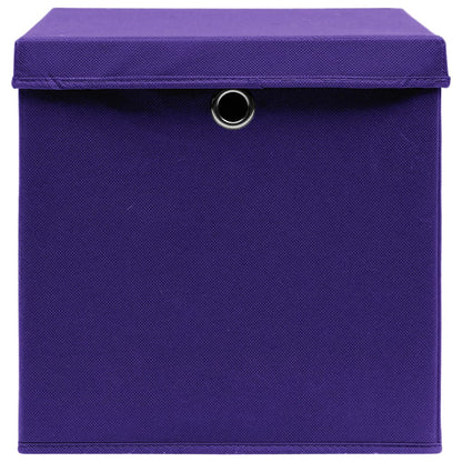 Opbergboxen met deksel 4 st 32x32x32 cm stof paars