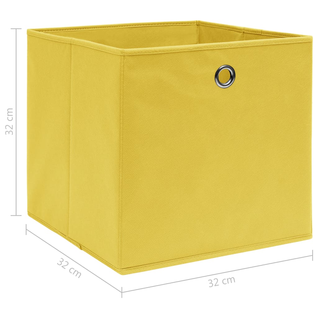 Opbergboxen 4 st 32x32x32 cm stof geel