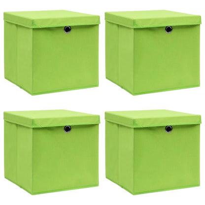 Opbergboxen met deksel 4 st 32x32x32 cm stof groen