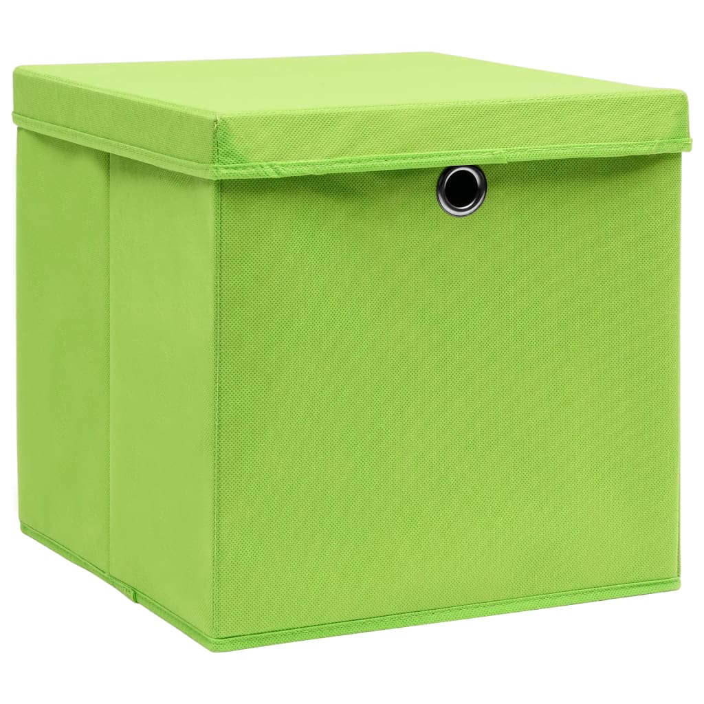 Opbergboxen met deksel 4 st 32x32x32 cm stof groen