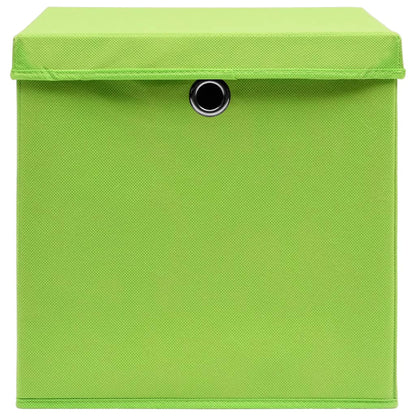 Opbergboxen met deksel 4 st 32x32x32 cm stof groen