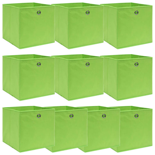 Opbergboxen 10 st 32x32x32 cm stof groen