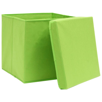 Opbergboxen met deksel 10 st 32x32x32 cm stof paars