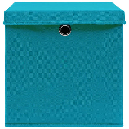 Opbergboxen met deksel 4 st 32x32x32 cm stof babyblauw