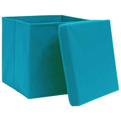 Opbergboxen met deksel 10 st 32x32x32 cm stof babyblauw