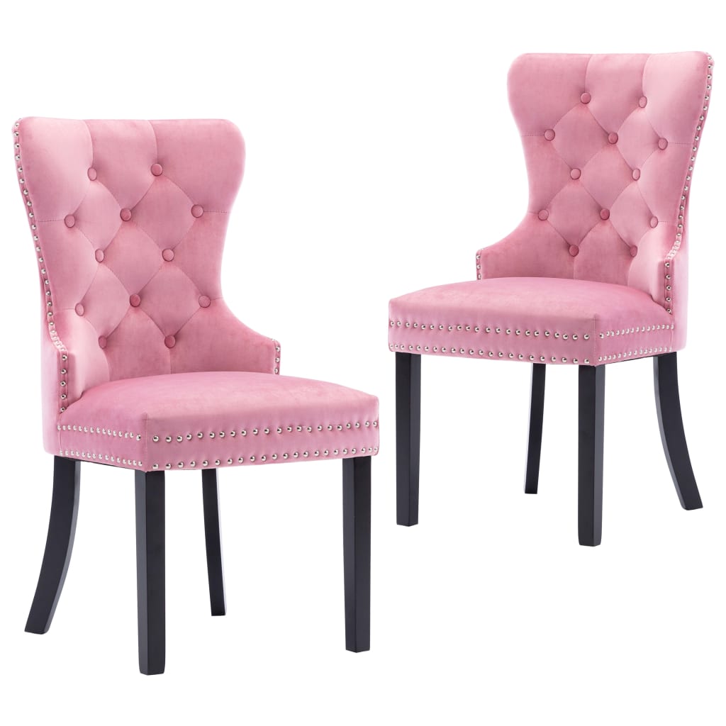 Eetkamerstoelen 2 st fluweel roze