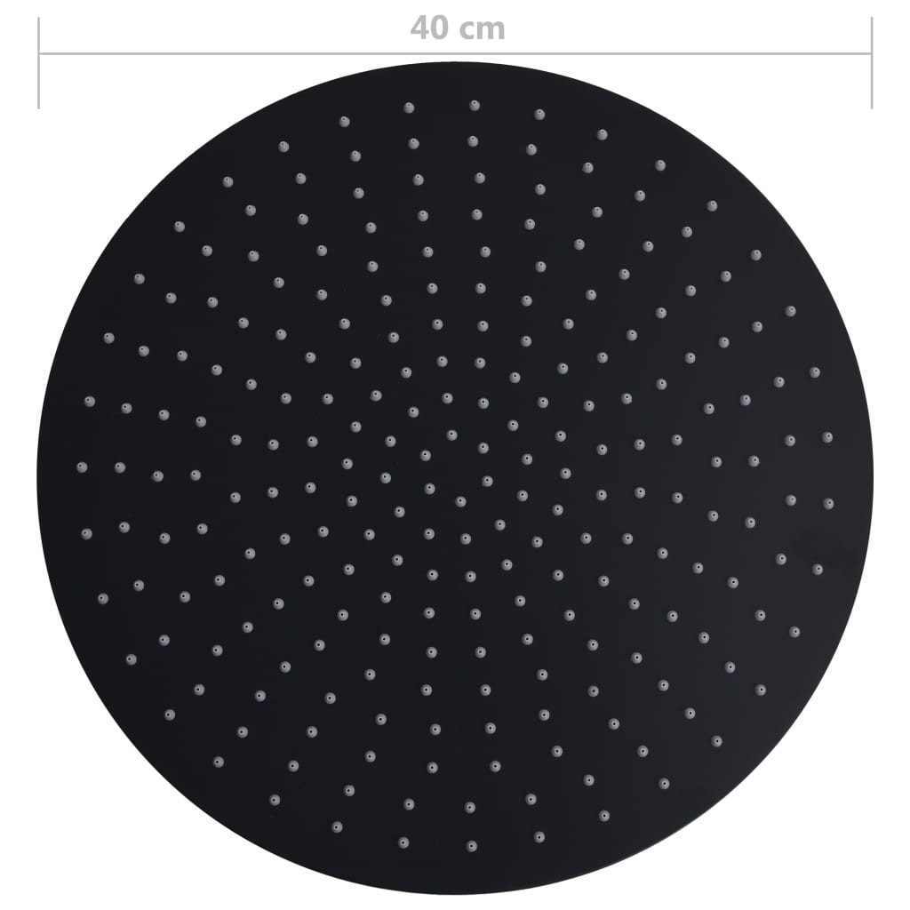 Regendouchekop rond 40 cm roestvrij staal zwart