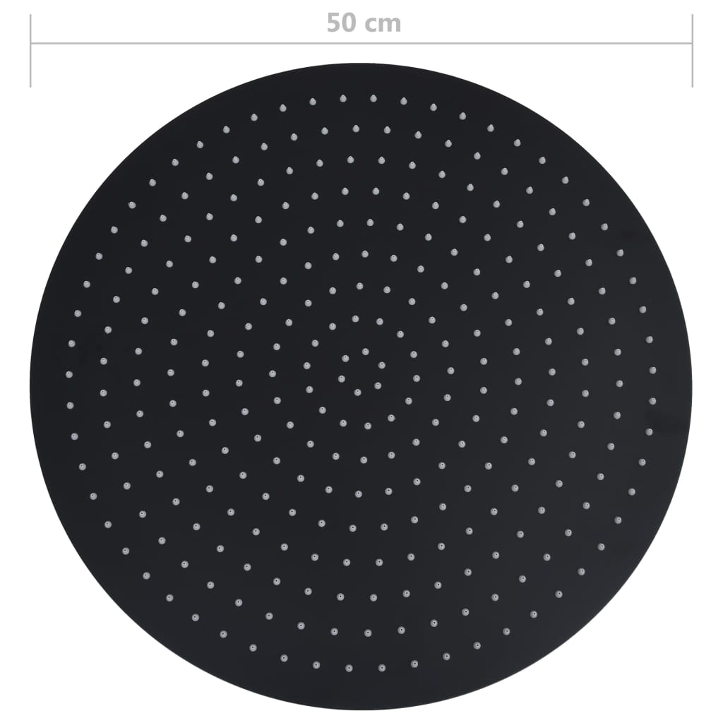 Regendouchekop rond 50 cm roestvrij staal zwart