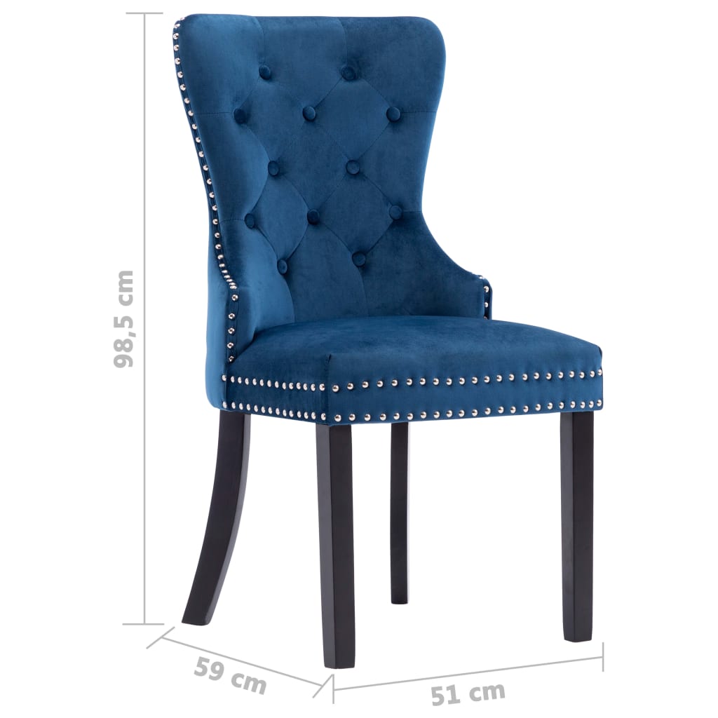 Eetkamerstoelen 4 st fluweel blauw