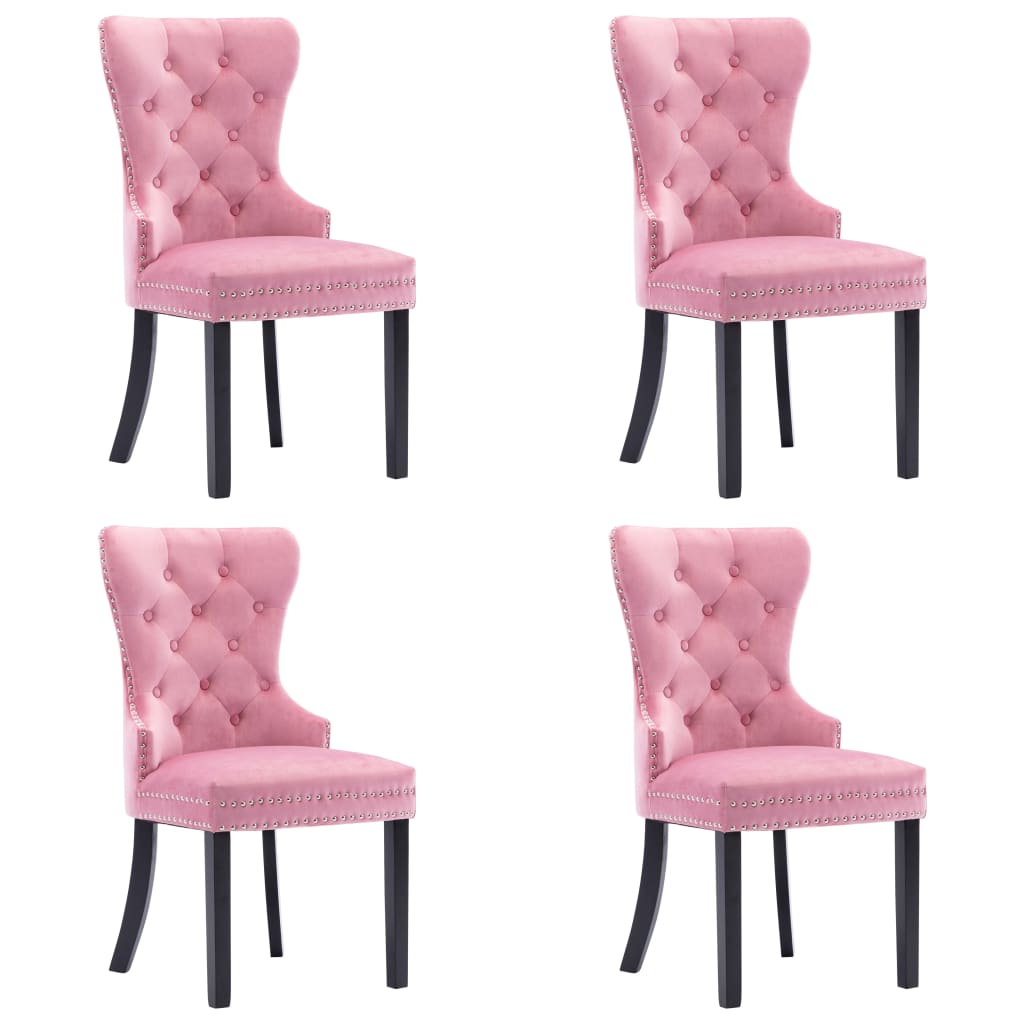 Eetkamerstoelen 4 st fluweel roze